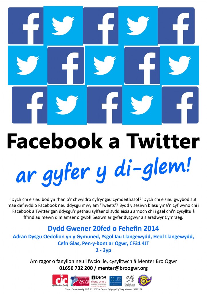 Facebook a Twitter ar gyfer y di-glem! (Cymraeg)