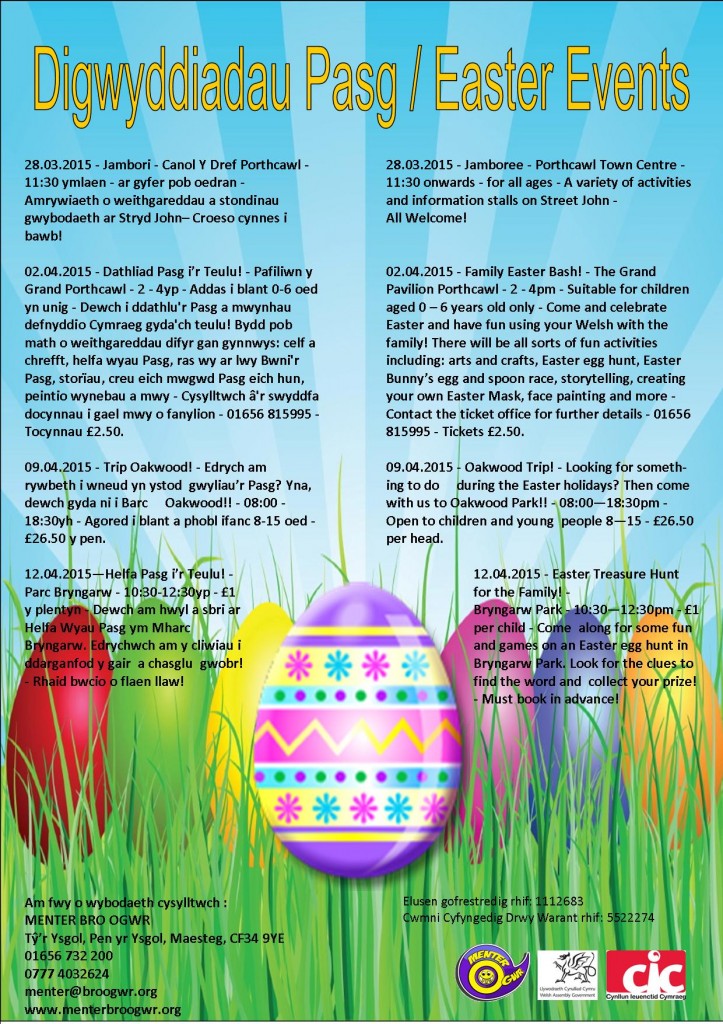 Digwyddiadau Pasg 2015